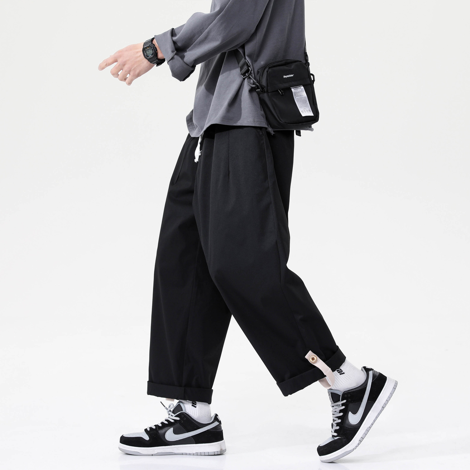Solid Color Versatile Drape Trousers 4