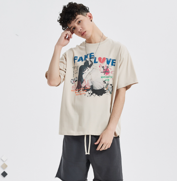 Trendy Comic Print Loose Fit Men's Short Sleeves 5