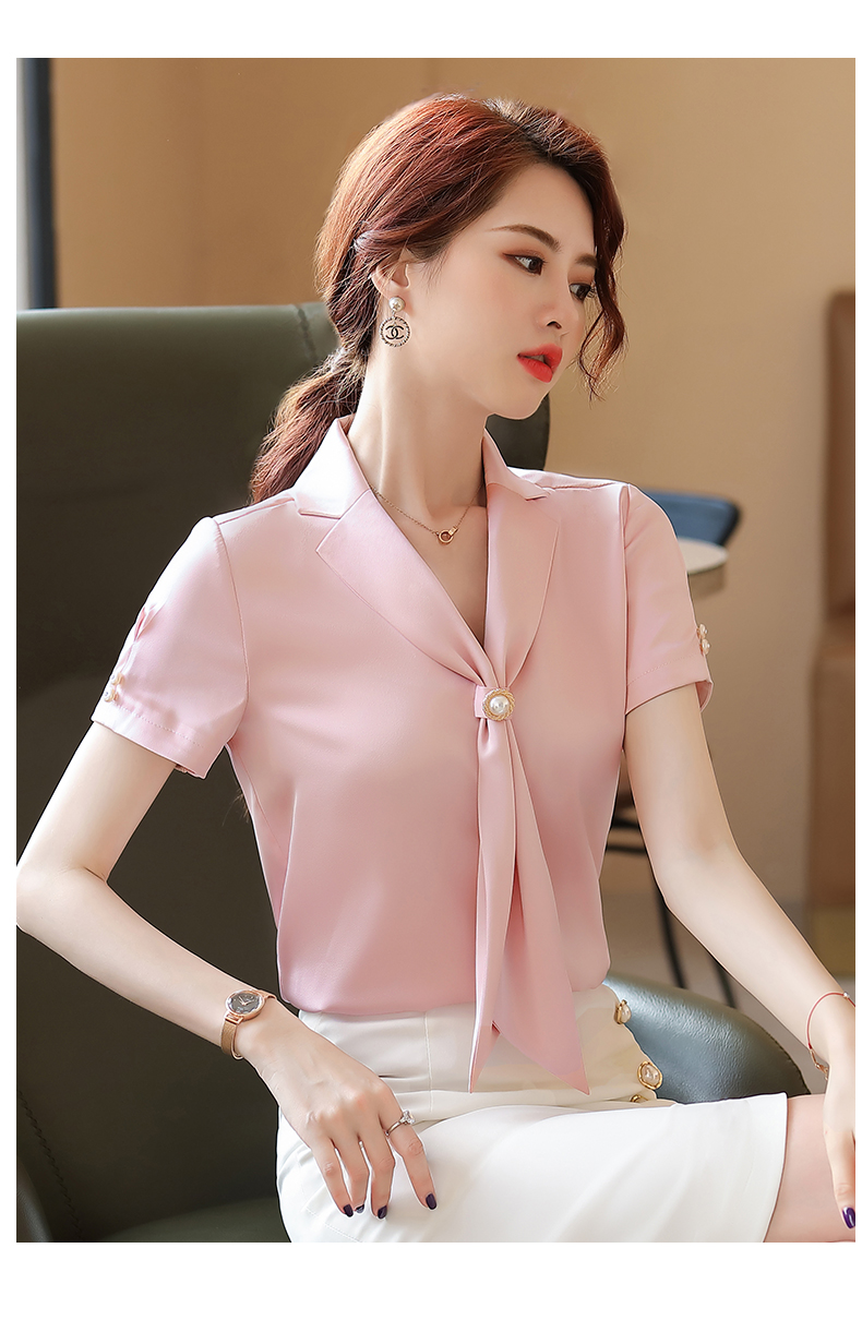 Goddess Fan V Neck Silk Blouse 8