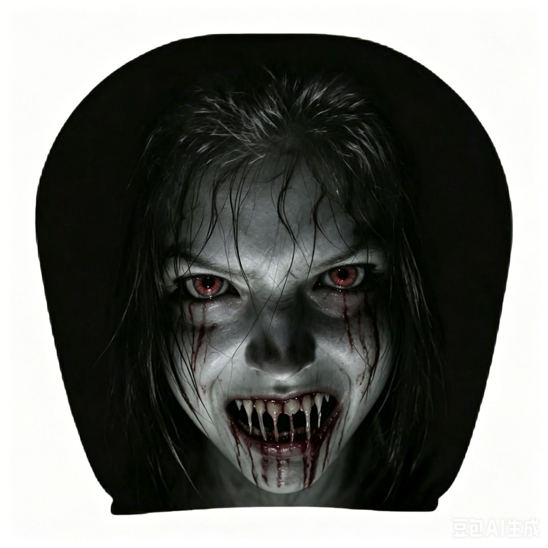 Car Headrest Cover 2 Pack Scary Face Pattern Seat Protector Halloween Decor 2