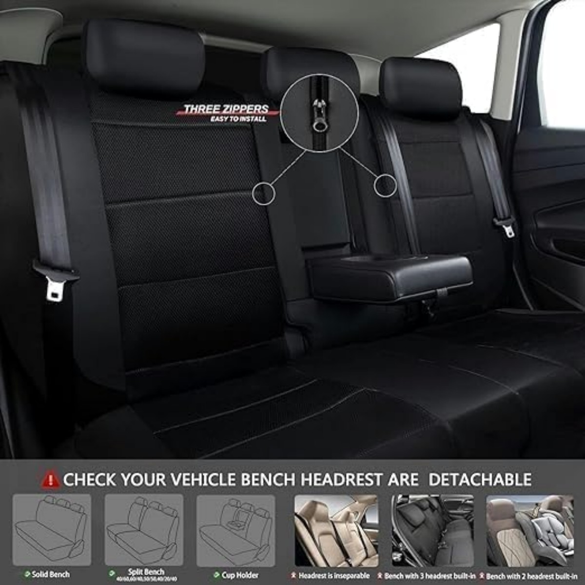 5-Seat Car Seat Cover, Single-Stitch Diamond Pattern, Quilted And Embroidered, Synthetic Leather, PVC Leather, Exported To Europe And America 4