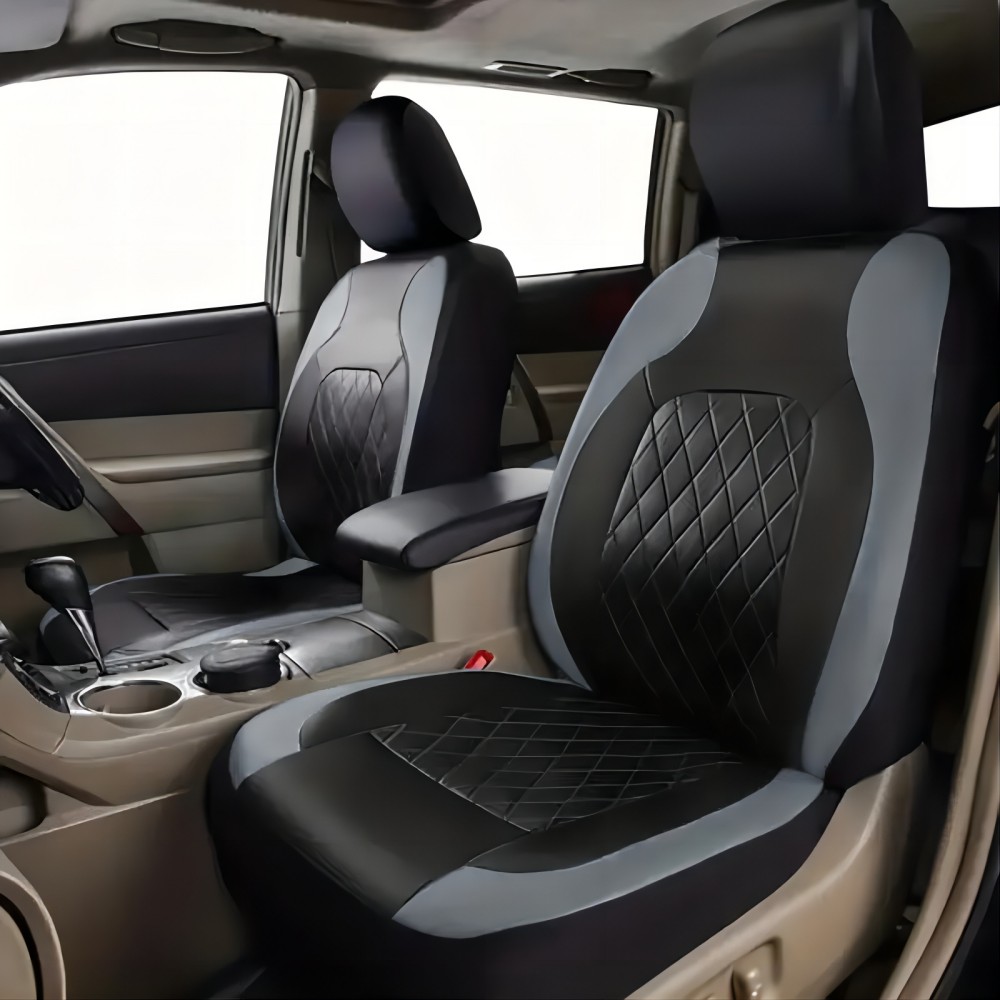 5-Seat Car Seat Cover, Single-Stitch Diamond Pattern, Quilted And Embroidered, Synthetic Leather, PVC Leather, Exported To Europe And America 8