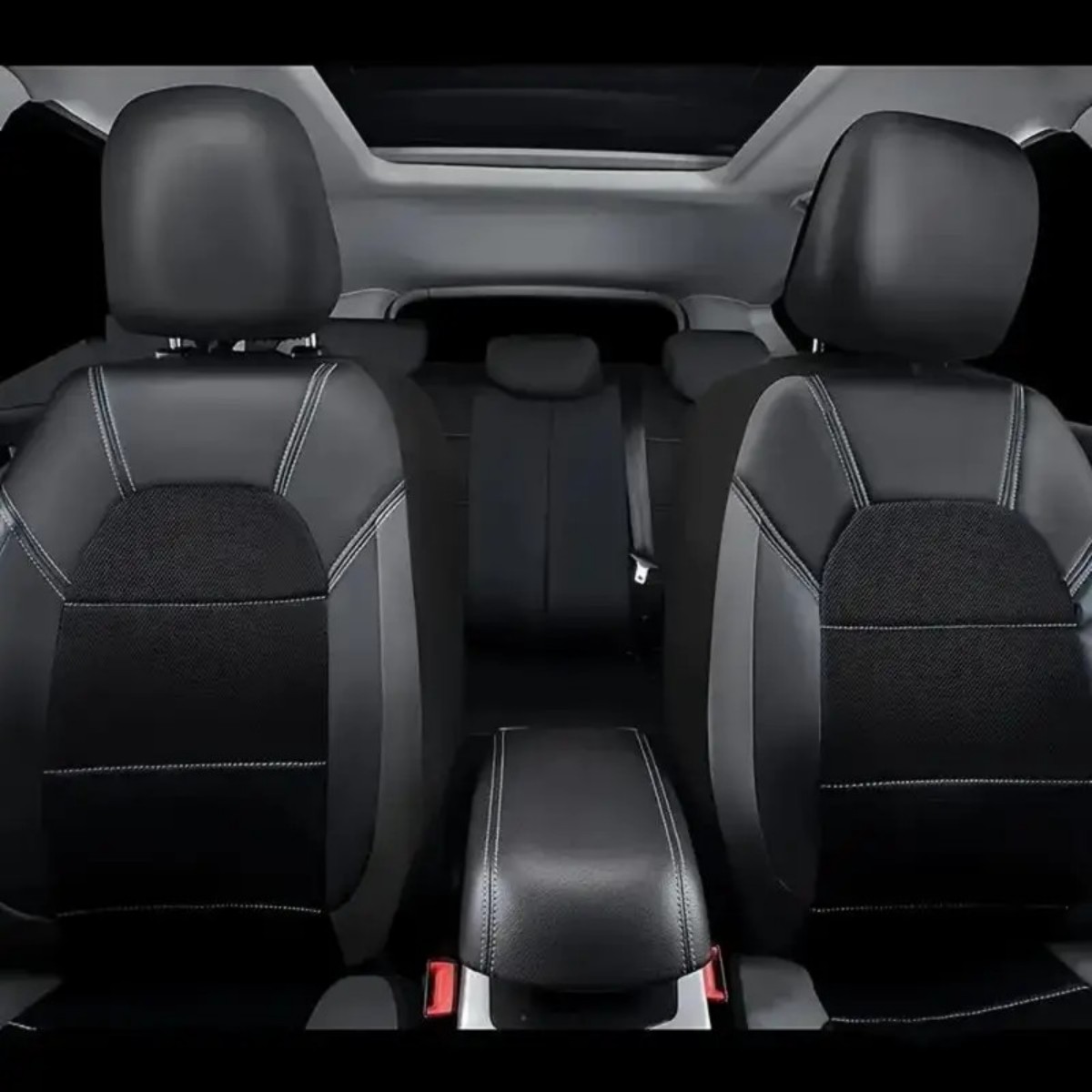 5-Seat Car Seat Cover, Single-Stitch Diamond Pattern, Quilted And Embroidered, Synthetic Leather, PVC Leather, Exported To Europe And America 11