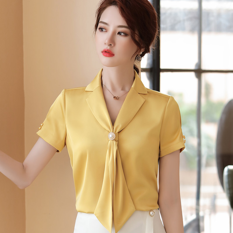 Goddess Fan V Neck Silk Blouse 4