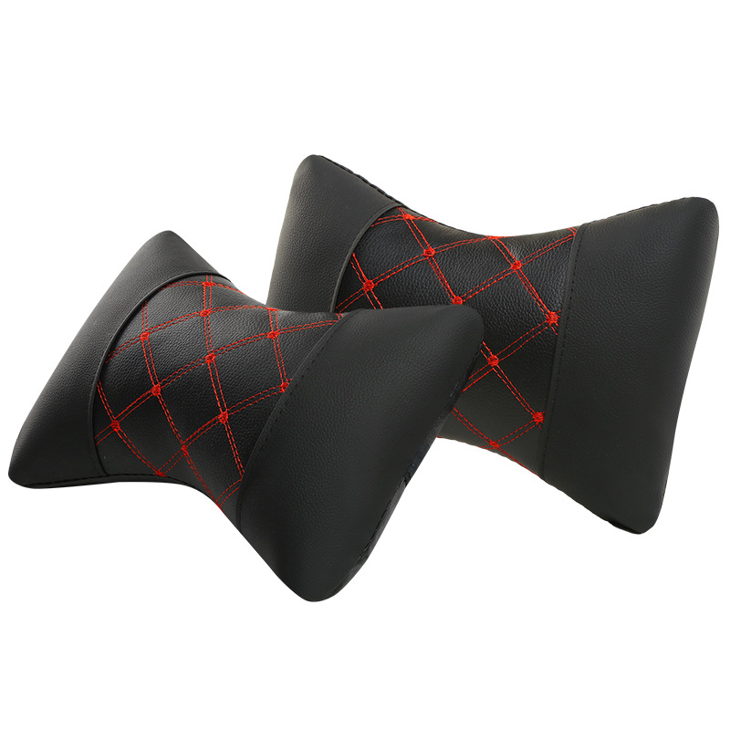 Leather Quilted Car Headrest To Protect Cervical Neck Neck Pillow 3