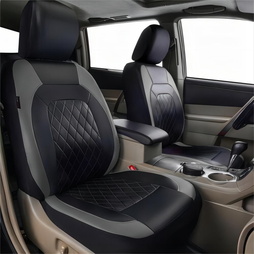 5-Seat Car Seat Cover, Single-Stitch Diamond Pattern, Quilted And Embroidered, Synthetic Leather, PVC Leather, Exported To Europe And America 2