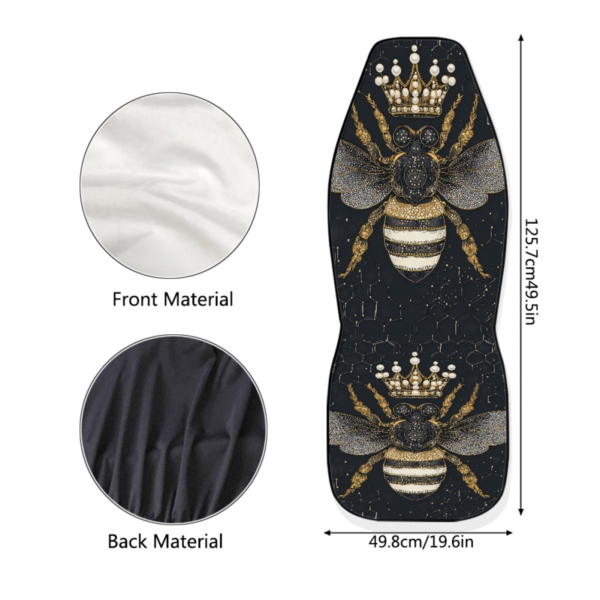 2 Front Car Seat Covers, Digitally Printed With A Honeybee Pattern, Thin, Suitable For All Seasons, Fashionable Car Seat Covers 2