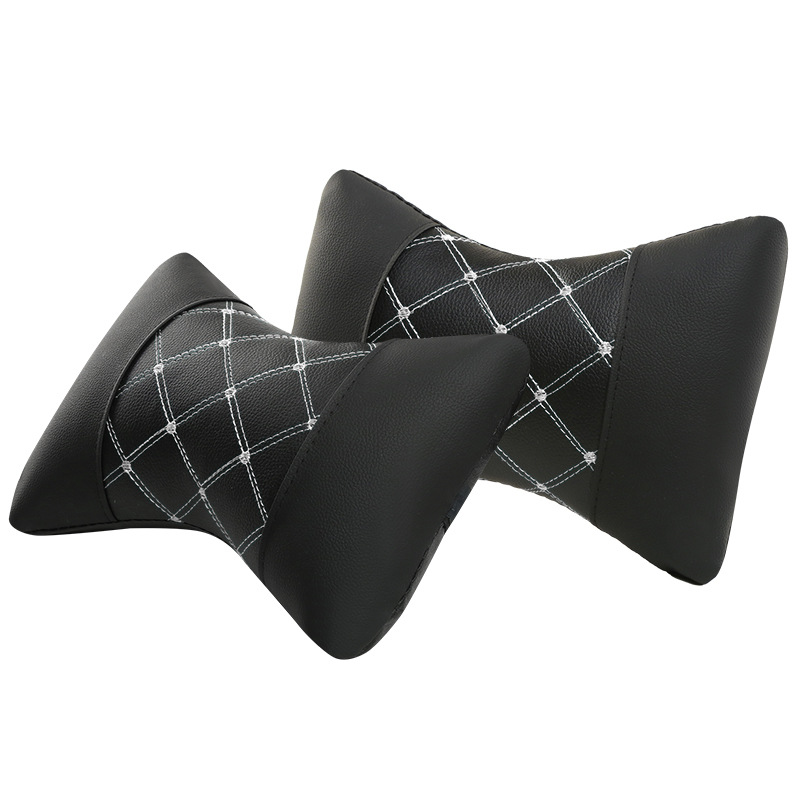 Leather Quilted Car Headrest To Protect Cervical Neck Neck Pillow 5