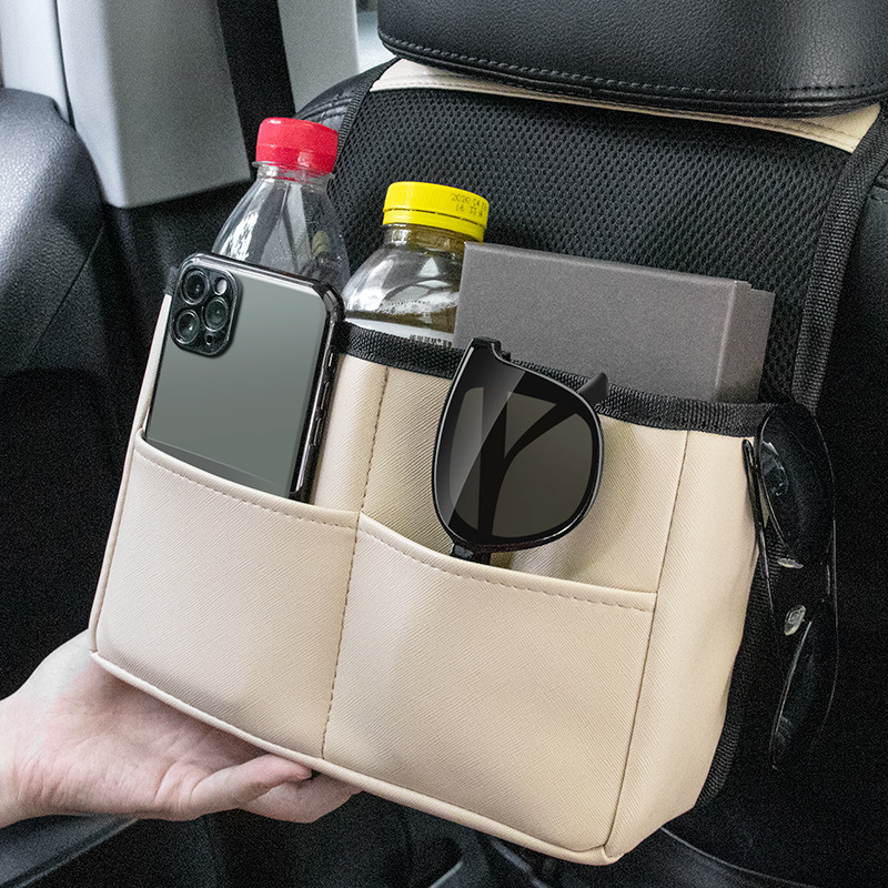 Car Rear Seat Storage Bag Car Leather Multifunctional 4