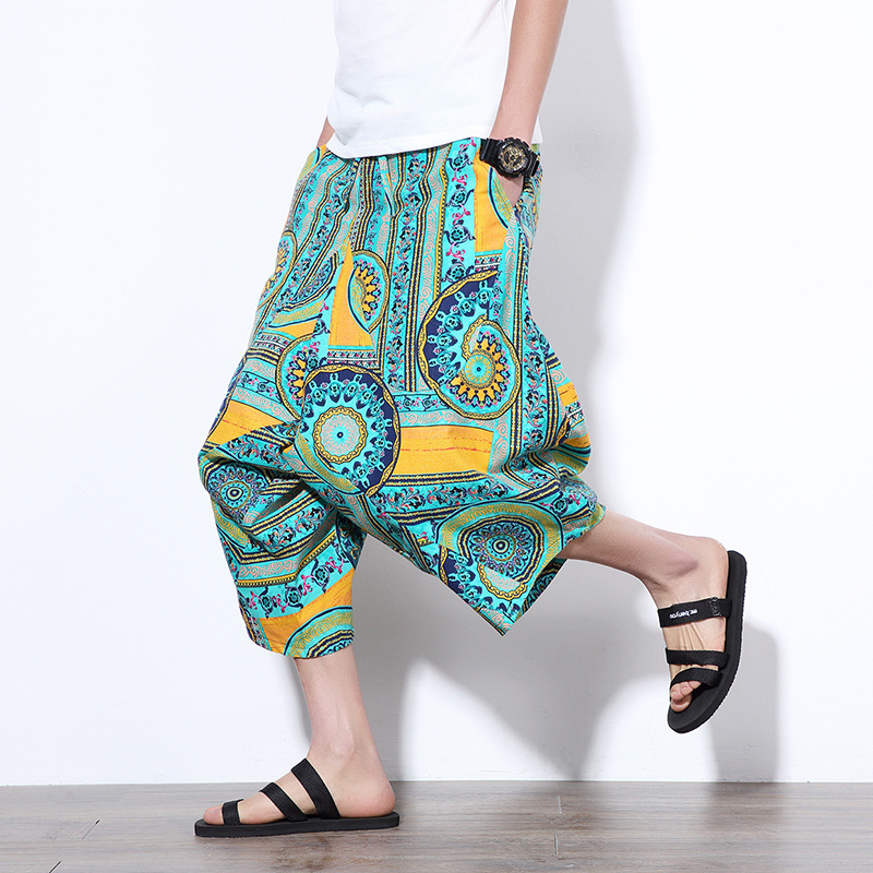 Plus Size Harem Shorts in Chinese Ethnic Style 4