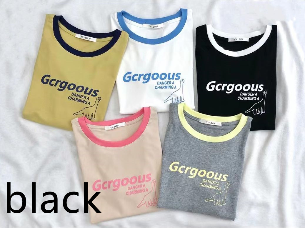 Cute Dinosaur Print Color Matching T-Shirt 3
