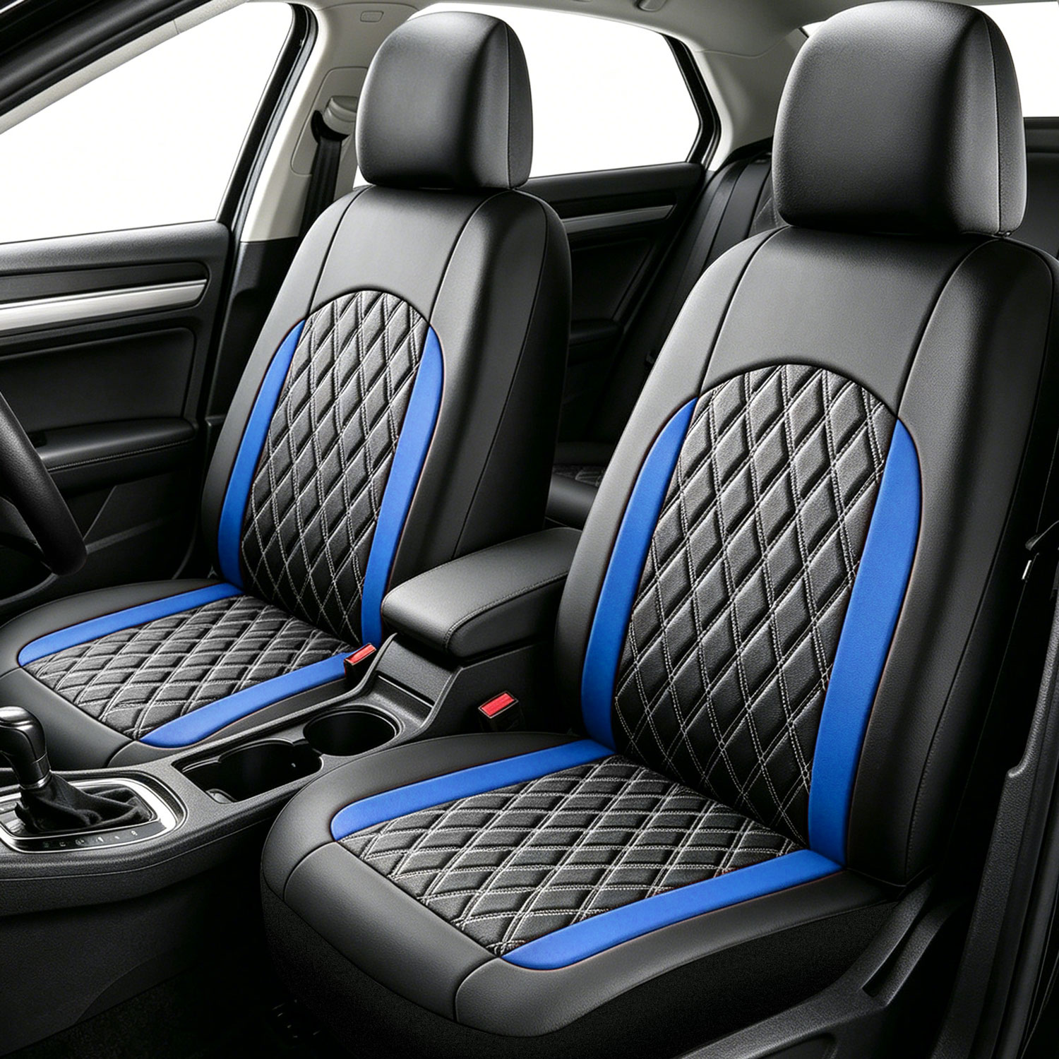 5-Seat Car Seat Cover, Single-Stitch Diamond Pattern, Quilted And Embroidered, Synthetic Leather, PVC Leather, Exported To Europe And America 10