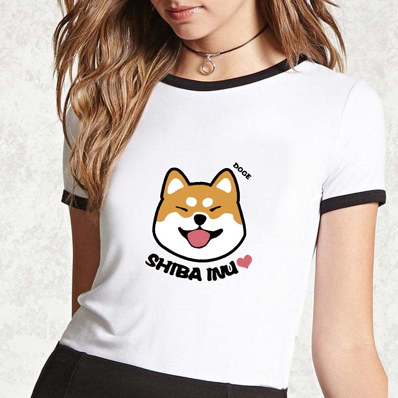 Korean Style Loose SHIBA Inu Print T-Shirt 5