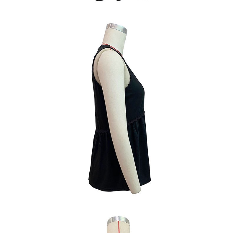 Loose Black Patchwork Neck Vest 3