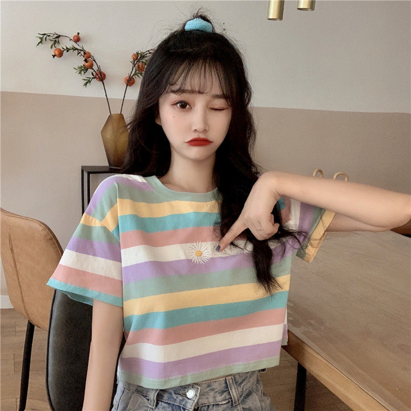 Colorful Striped Short Sleeve Top 5