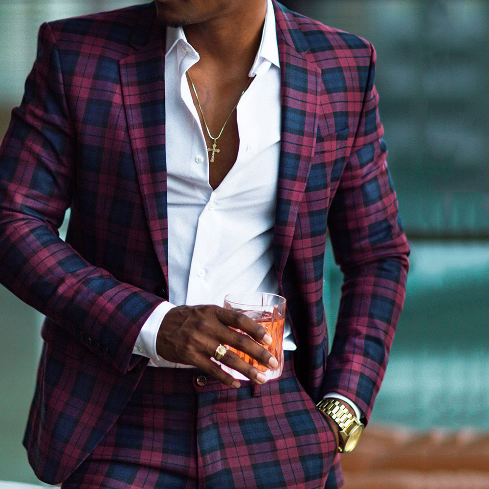 Fashion Plaid Single-Breasted Suit Jacket