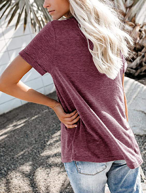 Women's Casual Short Sleeve Henley T-Shirt 10