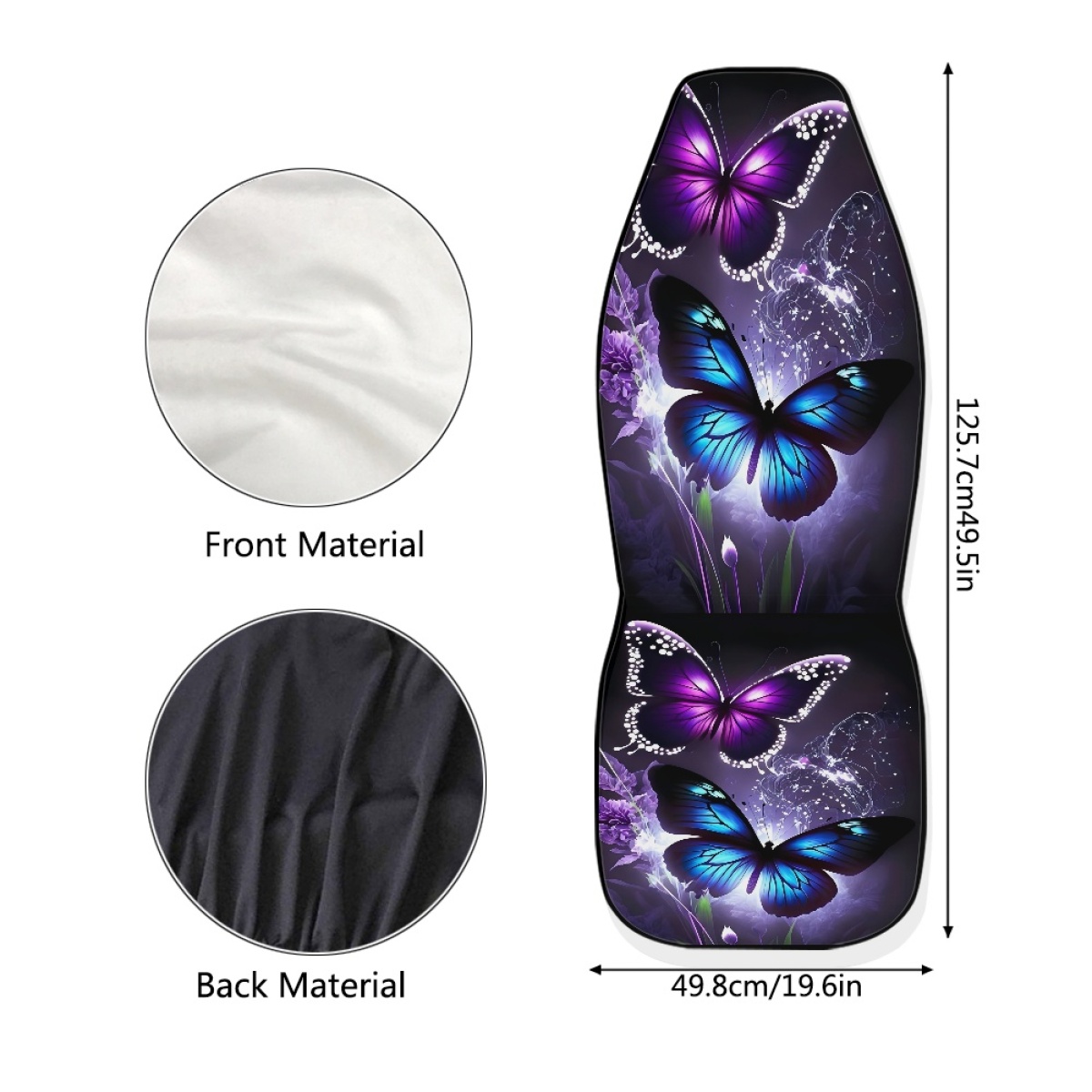 2 Front Car Seat Covers, Digitally Printed With Butterfly Patterns, Thin, Suitable For All Seasons, Fashionable Car Seat Covers 2