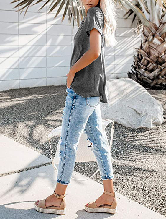 Women's Casual Short Sleeve Henley T-Shirt 6