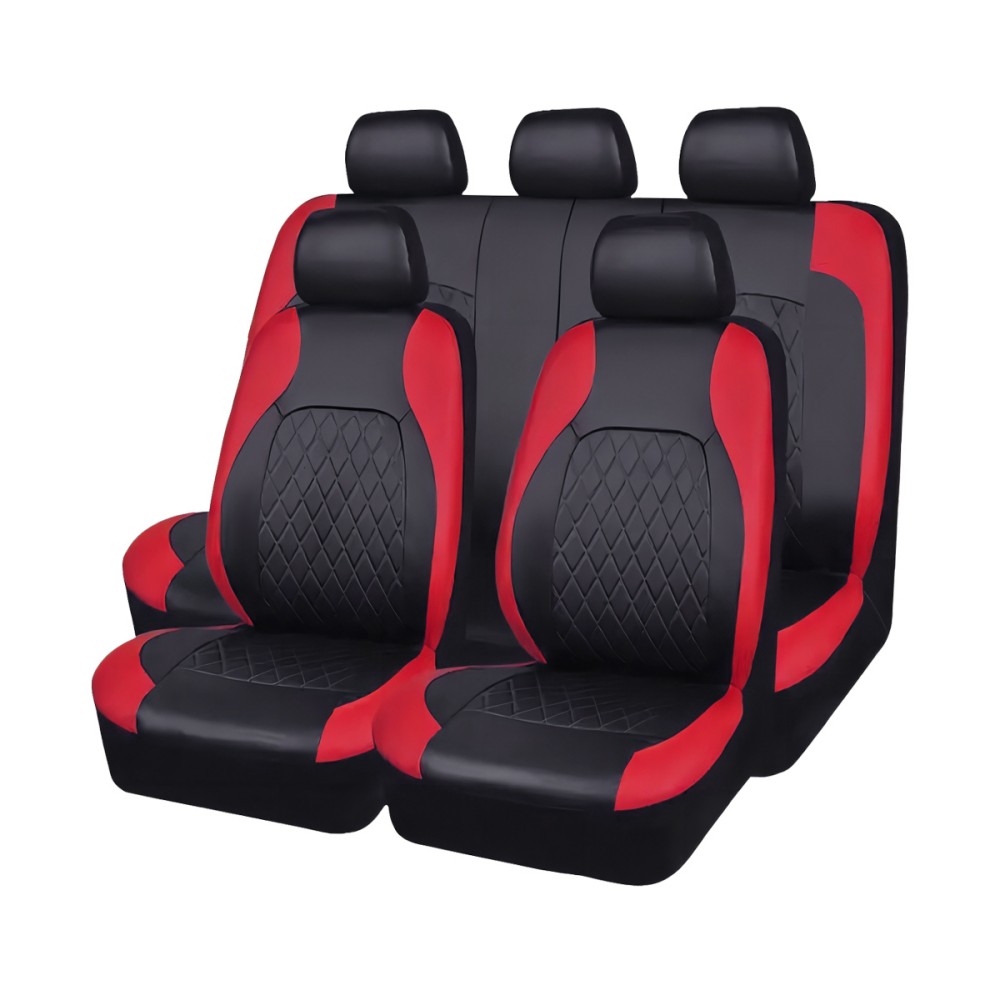 5-Seat Car Seat Cover, Single-Stitch Diamond Pattern, Quilted And Embroidered, Synthetic Leather, PVC Leather, Exported To Europe And America 11