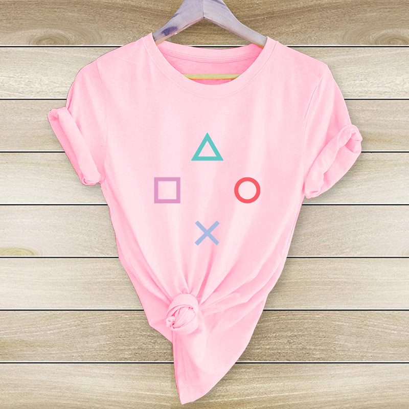 Geometric Symbol Print Casual Short Sleeve T-Shirt 3