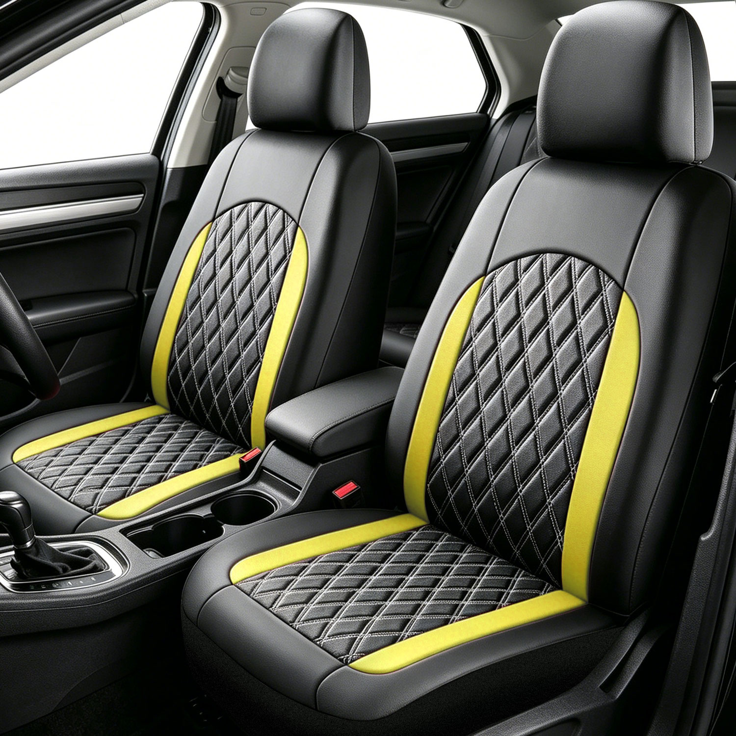 5-Seat Car Seat Cover, Single-Stitch Diamond Pattern, Quilted And Embroidered, Synthetic Leather, PVC Leather, Exported To Europe And America 3