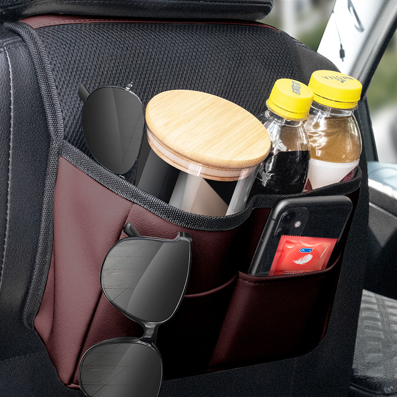 Car Rear Seat Storage Bag Car Leather Multifunctional 2