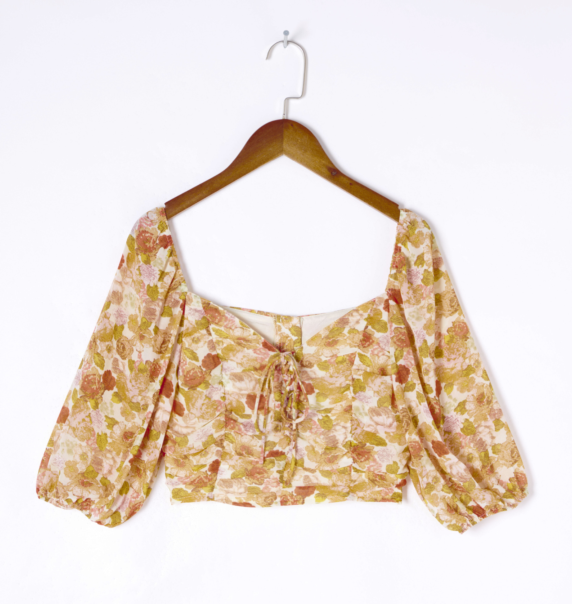 Ladies Square Neck Pleated Cropped Top 7