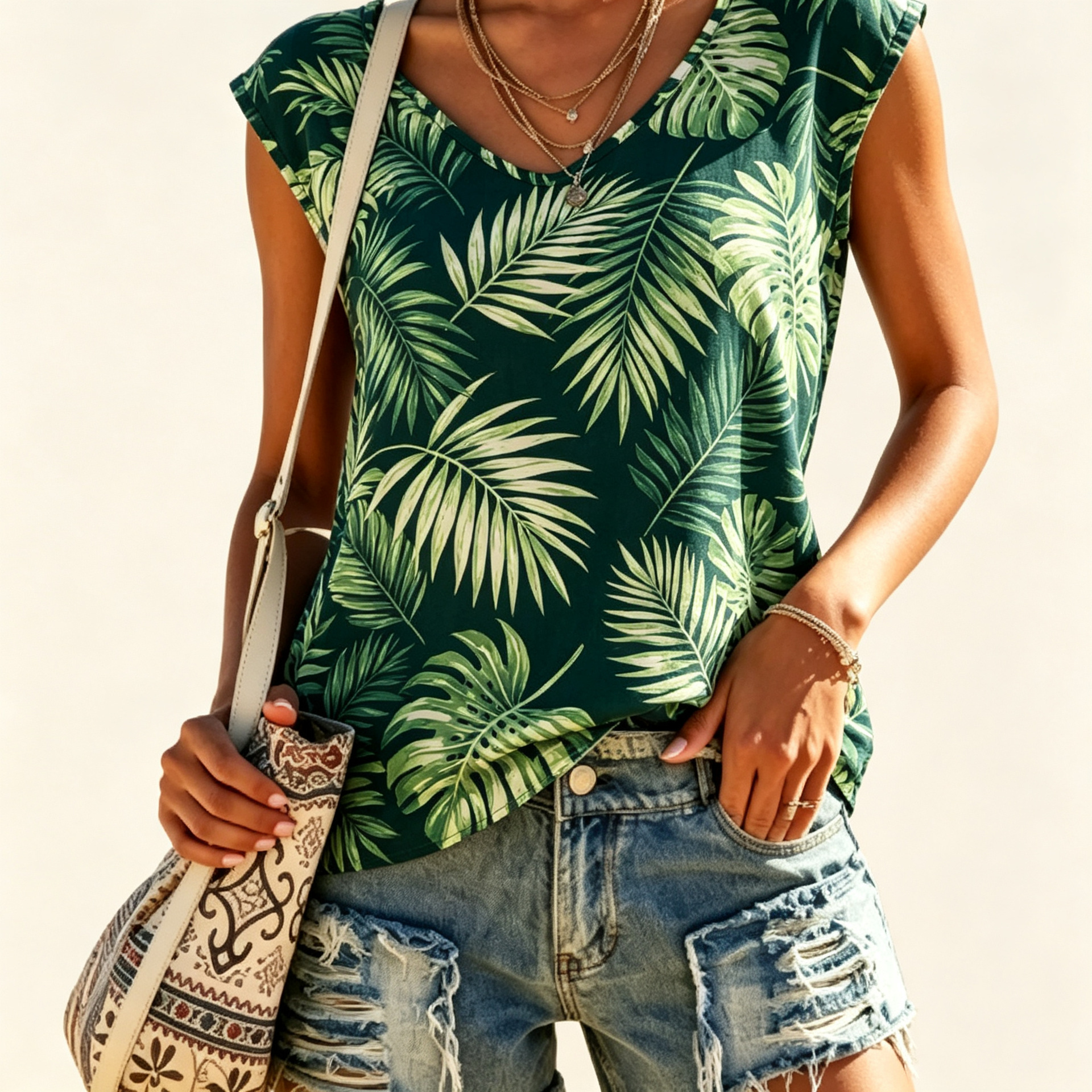 Bohemian Daisy Print Sleeveless Summer Top 5