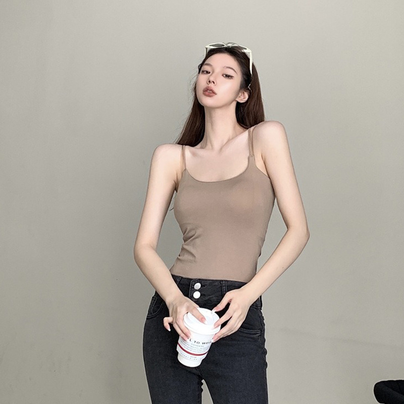 Women's Spring Sleeveless Camisole with Chest Pad 8