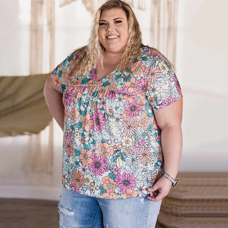 Summer Floral Print V-Neck Top 4