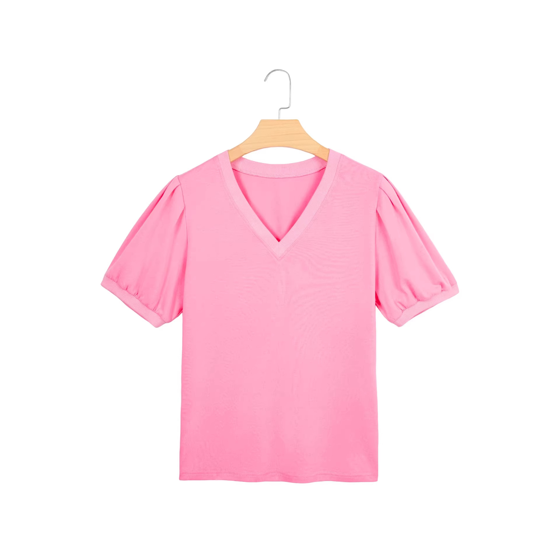 Women's Solid Color V-Neck Drop-Shoulder Top 4