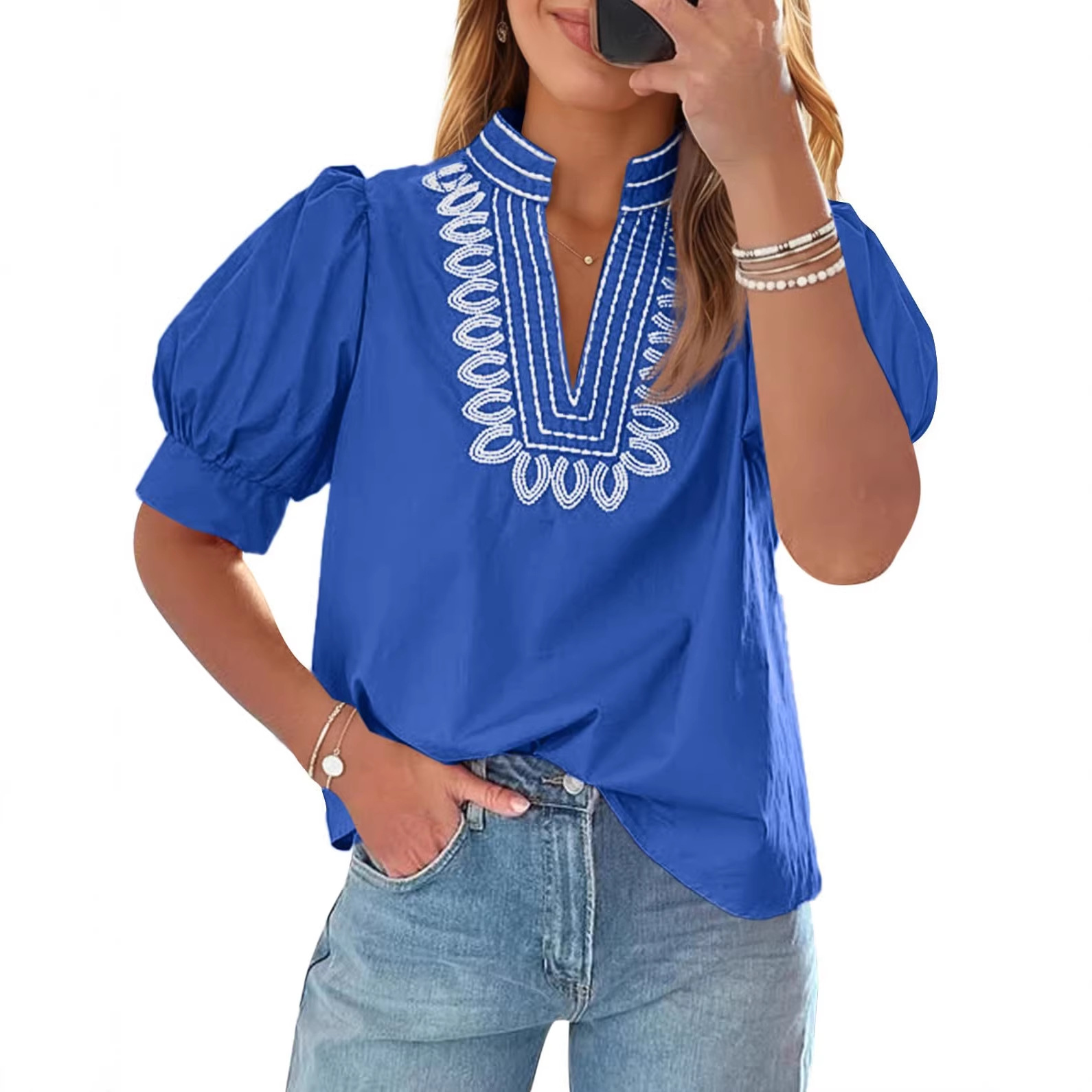 V-Neck Puff Sleeve Summer Top 5