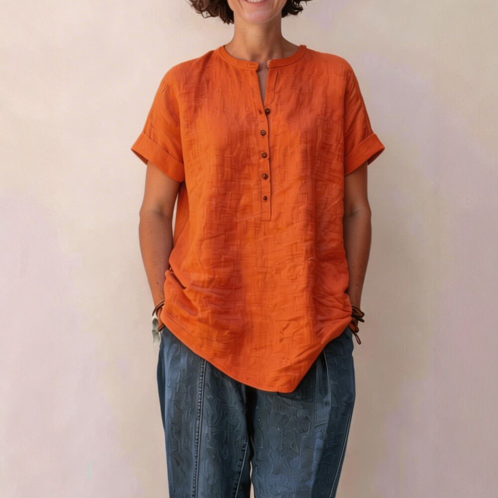 Women's Short-Sleeve Cotton-Linen Shirt 2