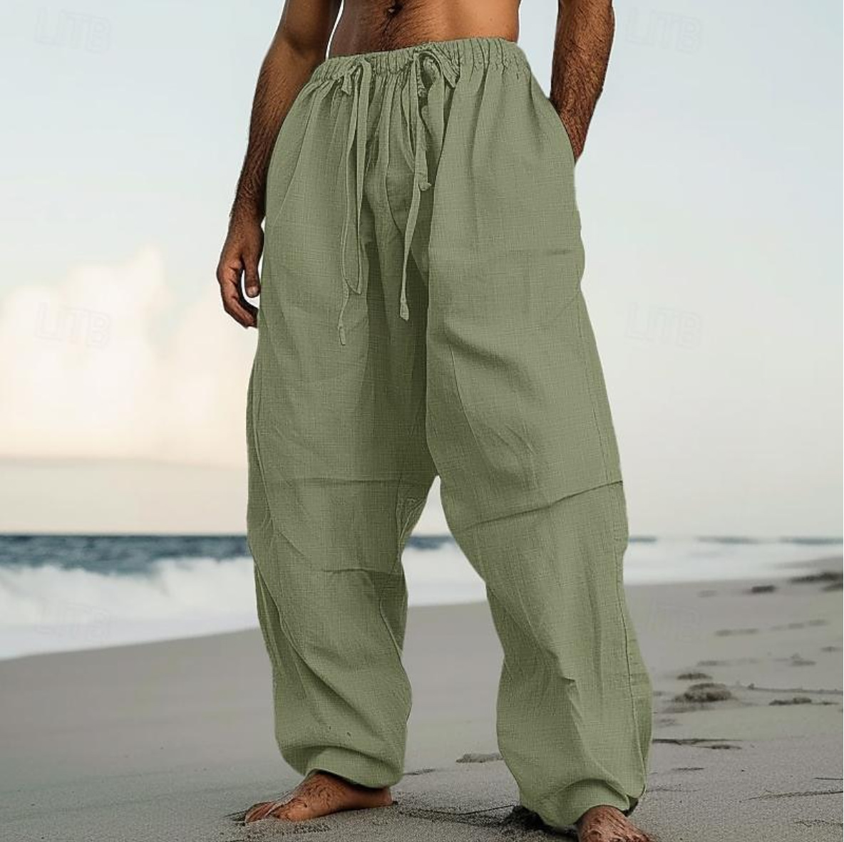 Comfortable Plain Color Beach Straight-Leg Pants 10