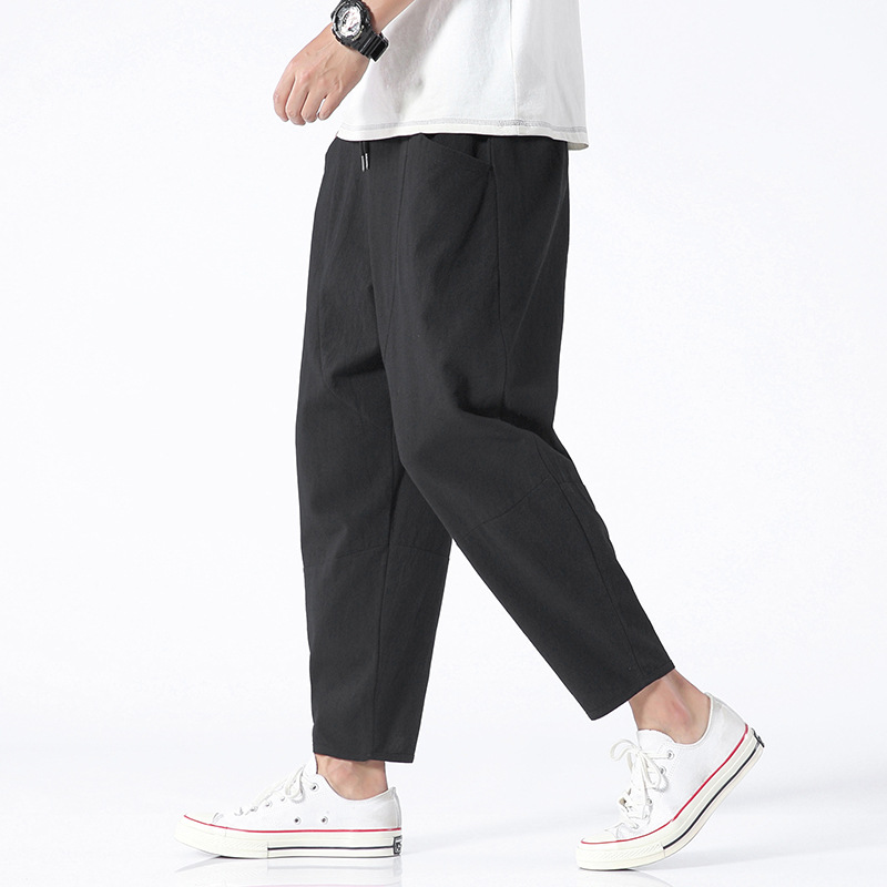 Casual Loose Cotton Linen Cropped Harem Pants 6