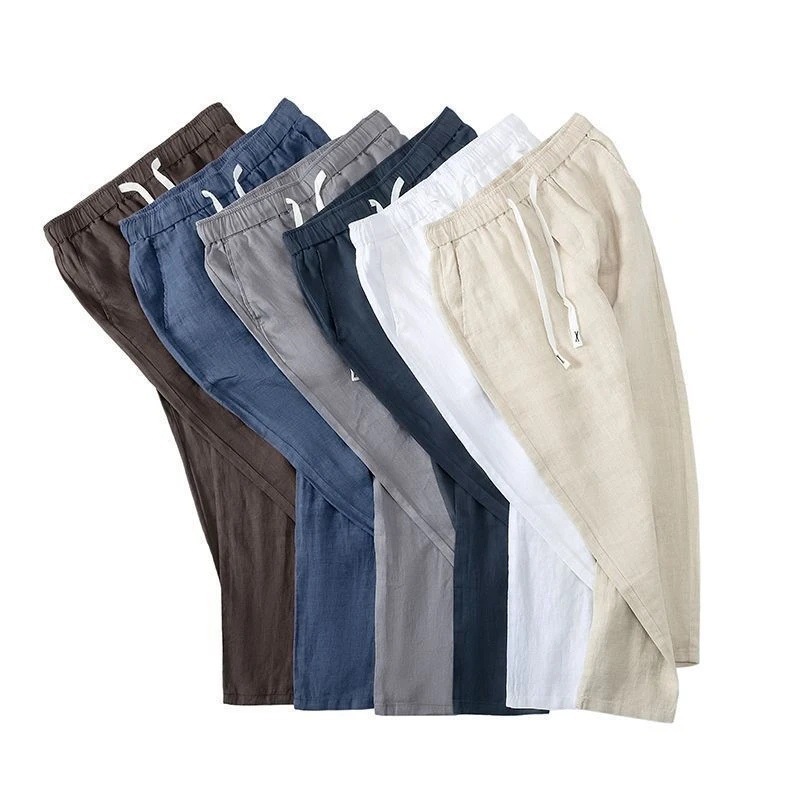 Chinese-style pure linen trousers