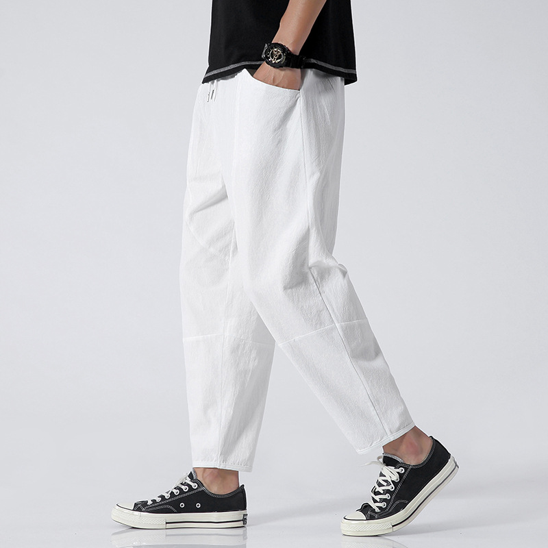 Casual Loose Cotton Linen Cropped Harem Pants 3