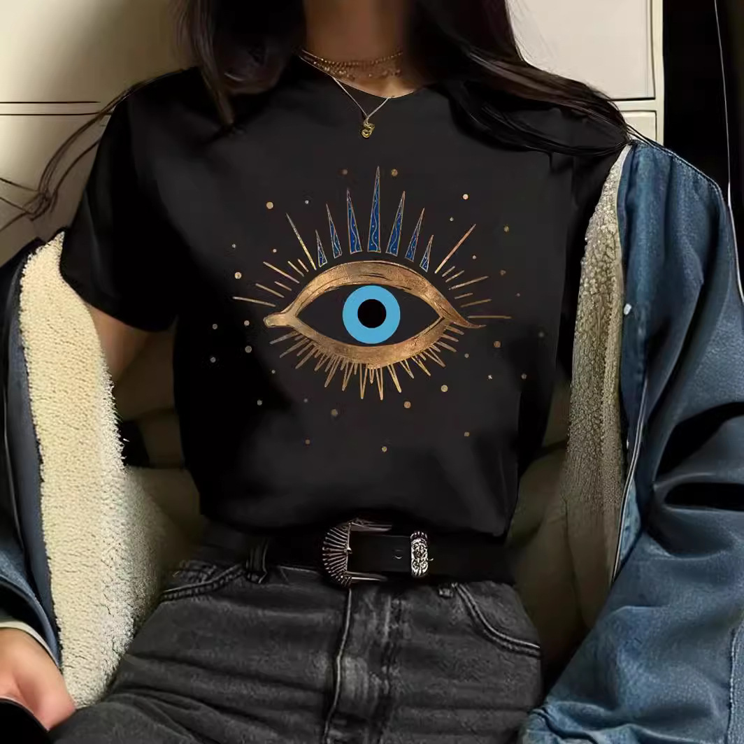 Cute Eye Print Casual T-Shirt 2