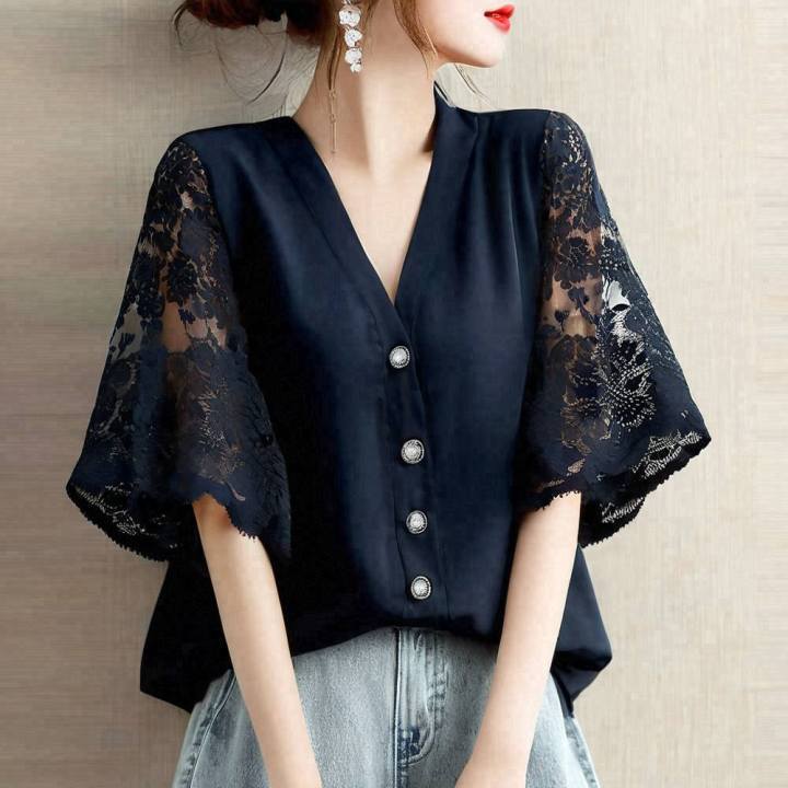 Summer V-Neck Button-Up Top 5