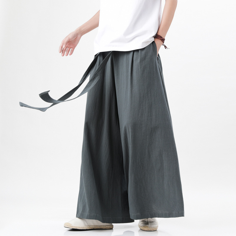 Men's Plus Size Loose Cotton and Linen Trousers 7