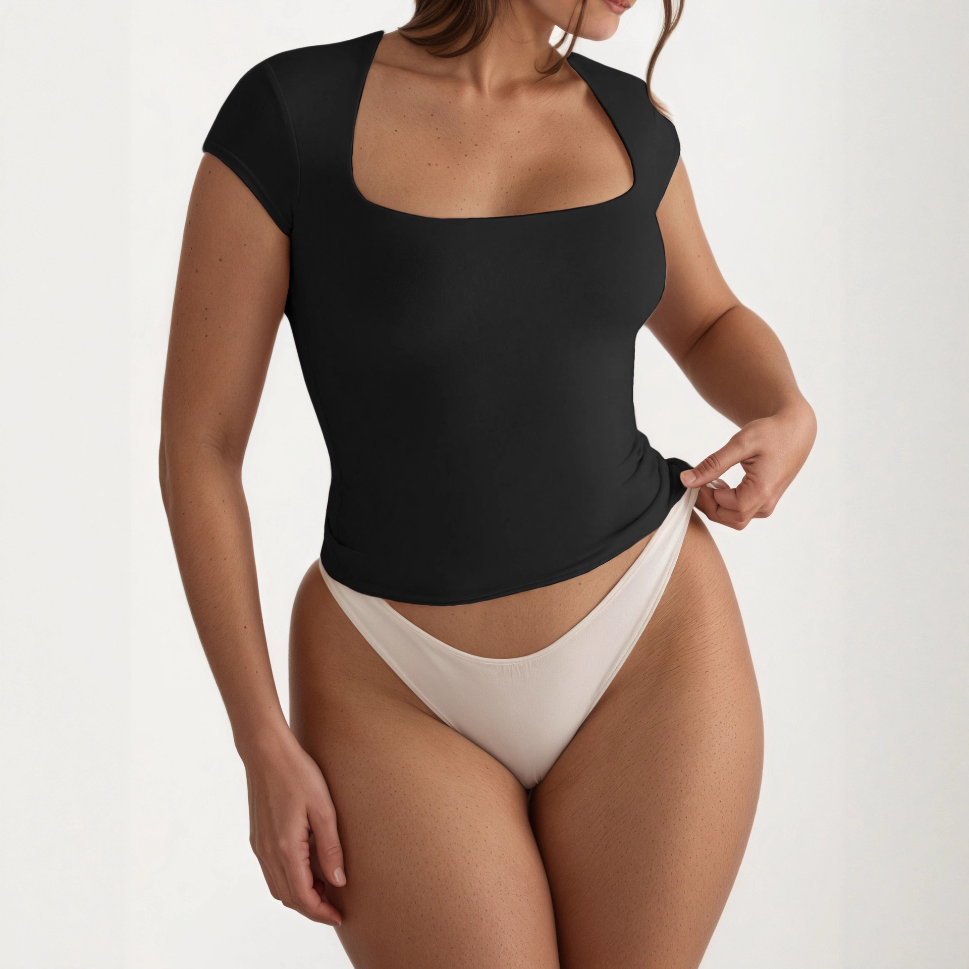 Women's Slim-Fit Square Neck Cropped T-Shirt 3