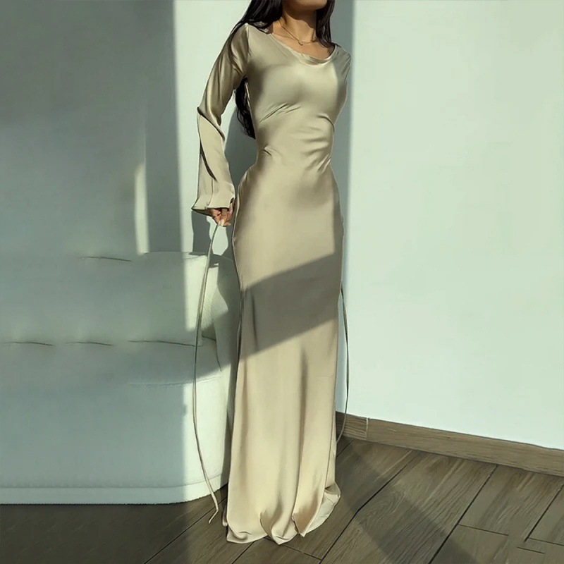 Women's Round-Neck Long-Sleeve Dress
