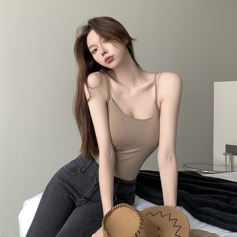 Women's Spring Sleeveless Camisole with Chest Pad 3