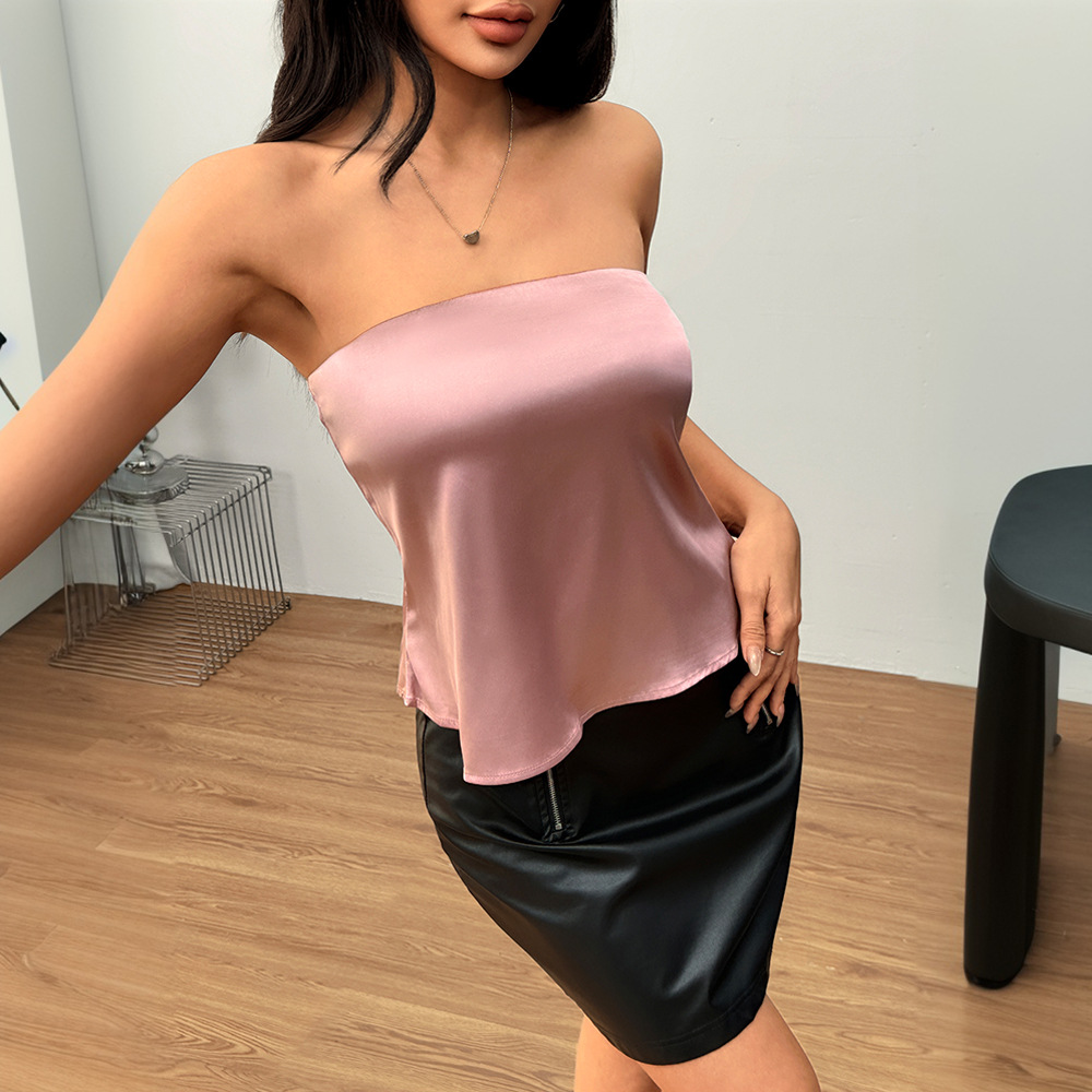 Strapless Satin Crop Top 3