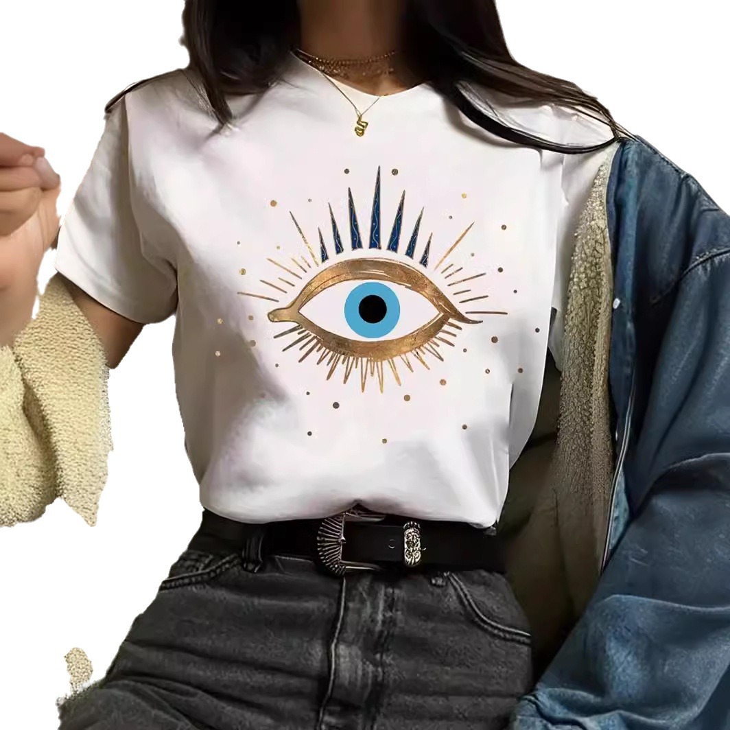 Cute Eye Print Casual T-Shirt 5