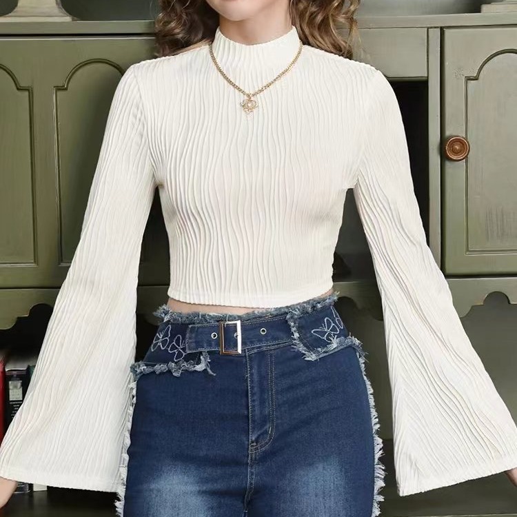 Printed Sexy Lace Long-Sleeve Knitted Sweater
