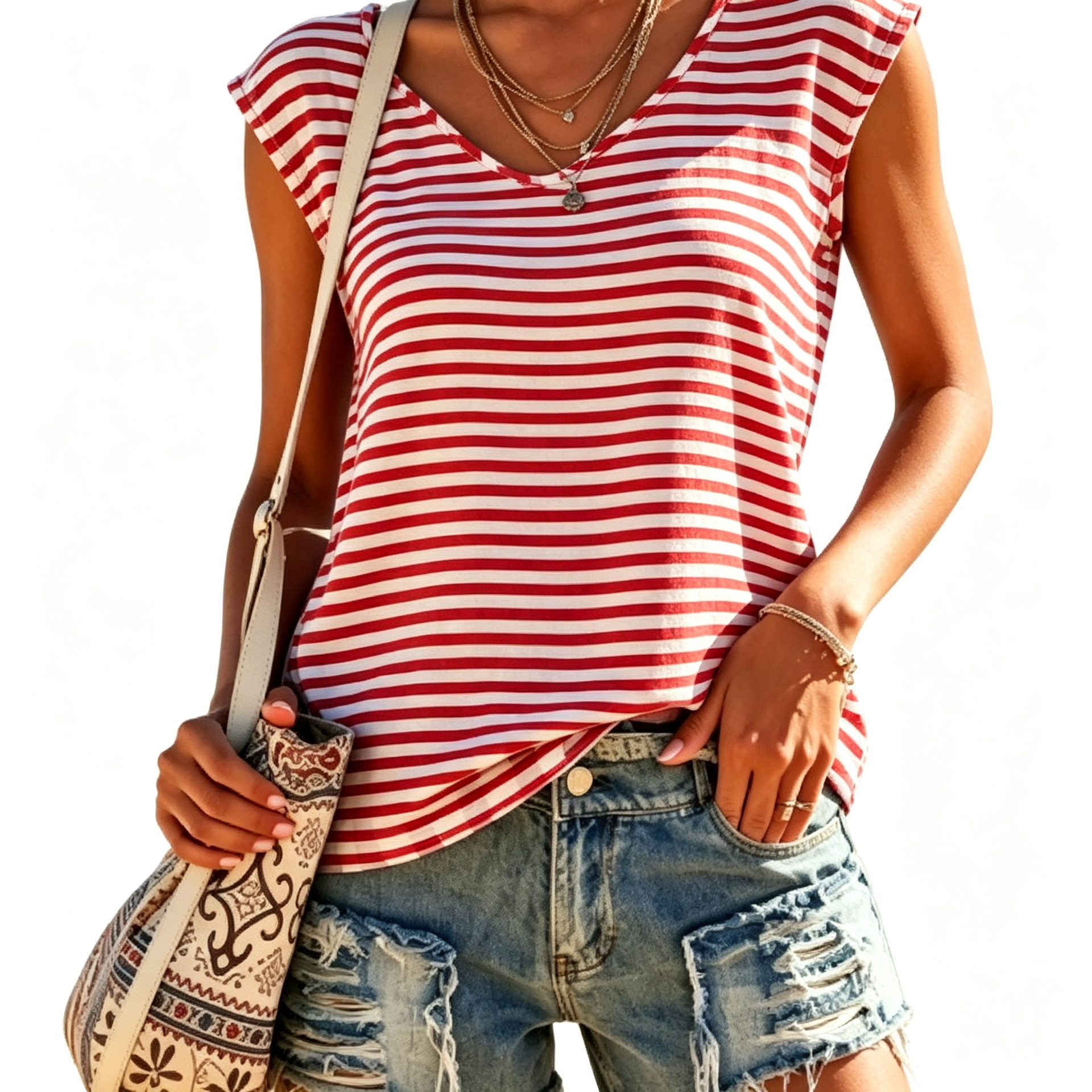 Bohemian Daisy Print Sleeveless Summer Top 4