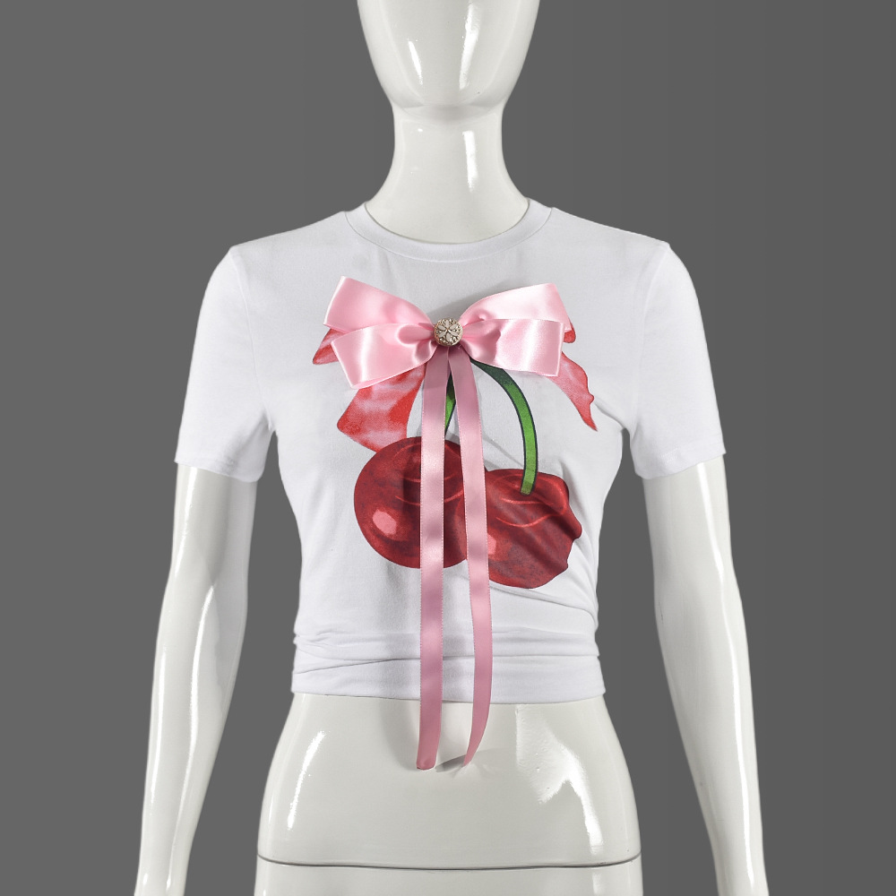 3D Bowknot Printed Round Neck T-Shirt 6