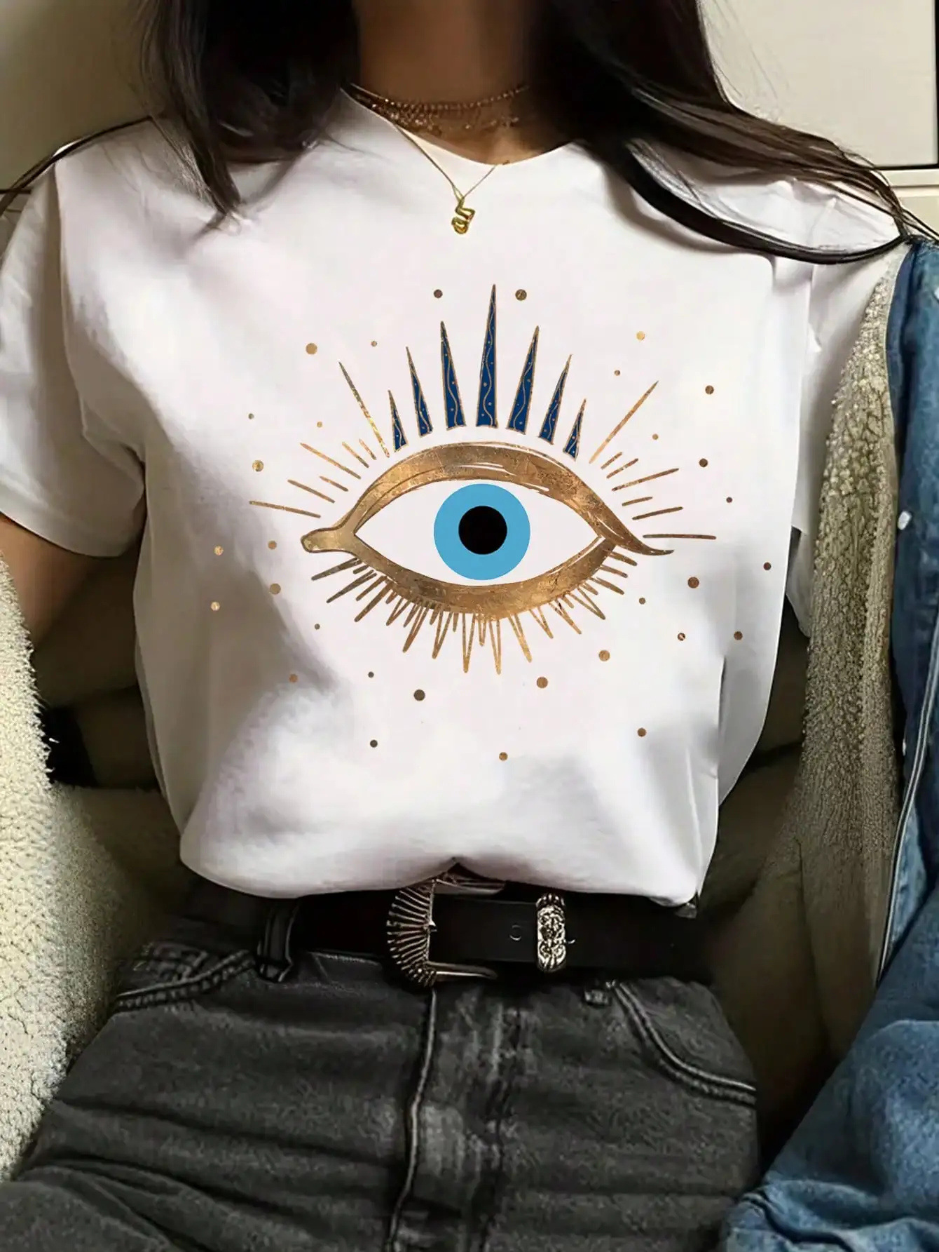 Cute Eye Print Casual T-Shirt 6